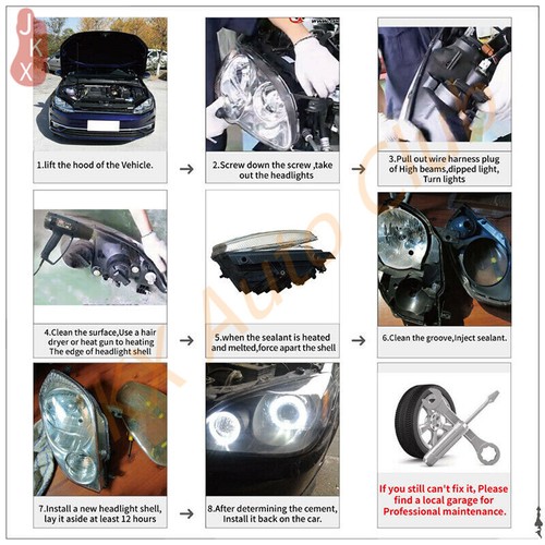Left Side Front Headlamp Clear Lens Shell + Seal Glue u For Audi A4 S4 2013-2016 - Picture 9 of 11