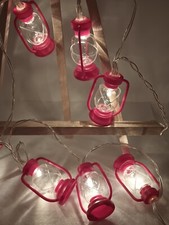 Set Of Mini Red Lantern String Lights AA Batteries Needed.