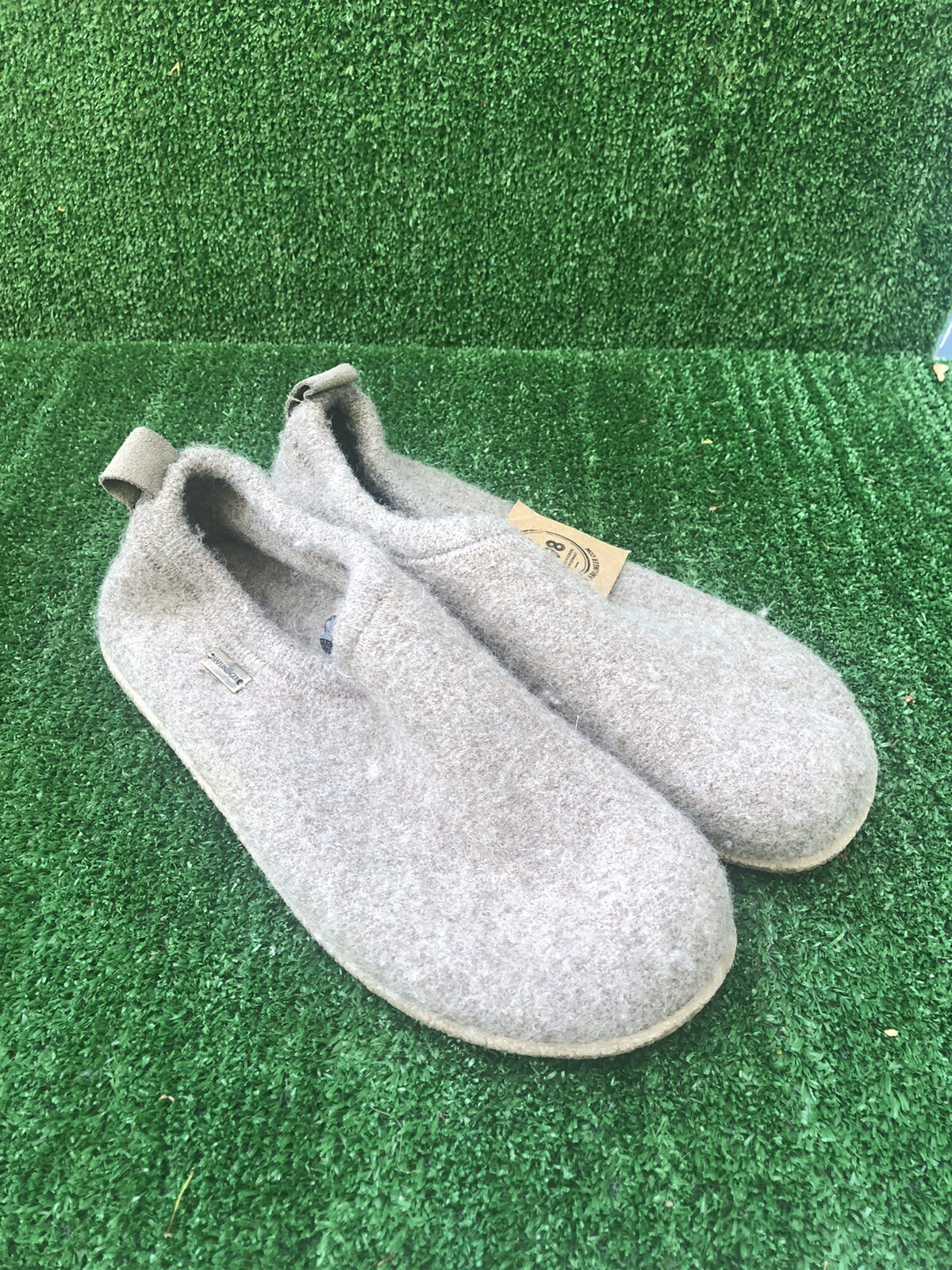 SAOLA Pantofole Haflinger Guido marrone kaki pura lana suola gomma EU 46 US uomo 13