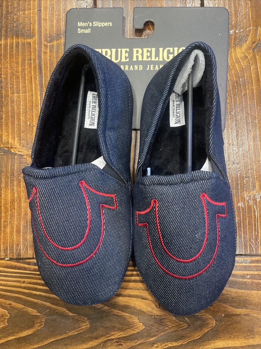 NEW True Religion Slippers Dark Denim Men display picture 2