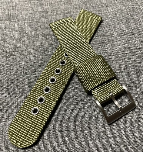 Nylon stitched watch strap 2pc / Green / 316 Stainless / Quick release 20/22mm - Picture 3 of 9