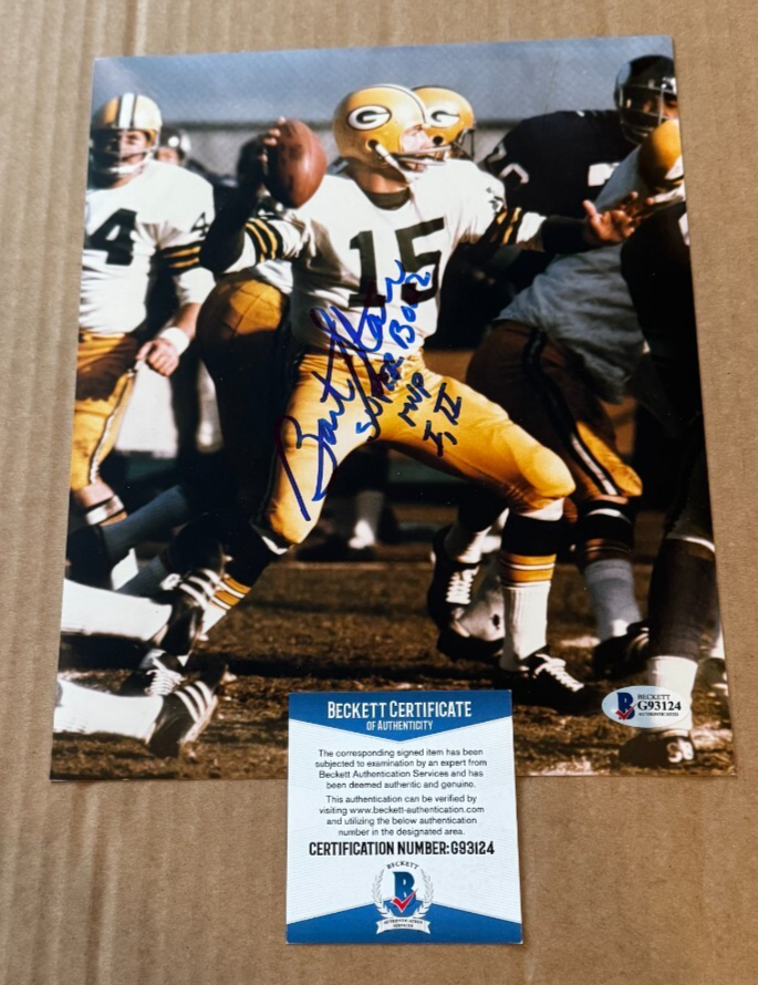 Bart Starr Autographed Signed Green Bay Packers 8X10 PHOTO WSBMVP I,II BECKETT COA 