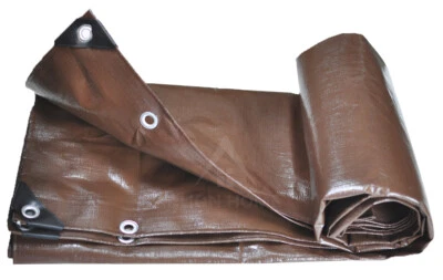 ALION Waterproof Heavy Duty Poly Tent Outdoor Shade Tarp 12 Mil Canopy Cover in Brown