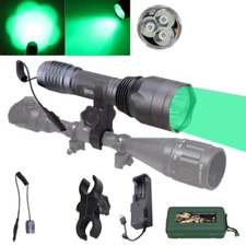 Green 3LED Flashlight Torch 800bYards Huning Night Light Scope Mount US
