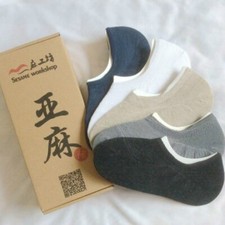 6 Pairs Invisible Sock 88 Linen Natural Flax Breathable Low Cut Boat Solid Soft