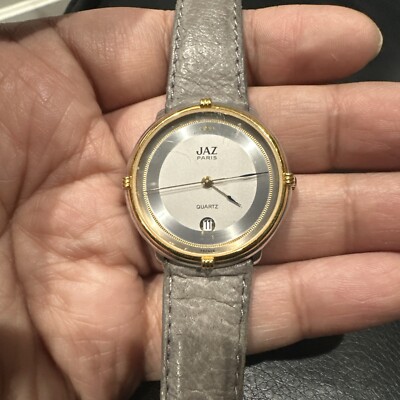 Working 33mm JAZ Paris Ladies Designer Women s Watch France Grey Leather Vintage