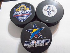 Florida Panthers (3) Puck Lot  1 Base--2003 All Star Game--2015 NHL Entry Draft