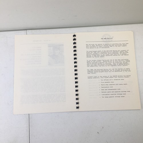 Vintage 1988 NASCAR Ken Bouchard Media Guide Rare Bob Whitcomb Racing - Picture 4 of 9