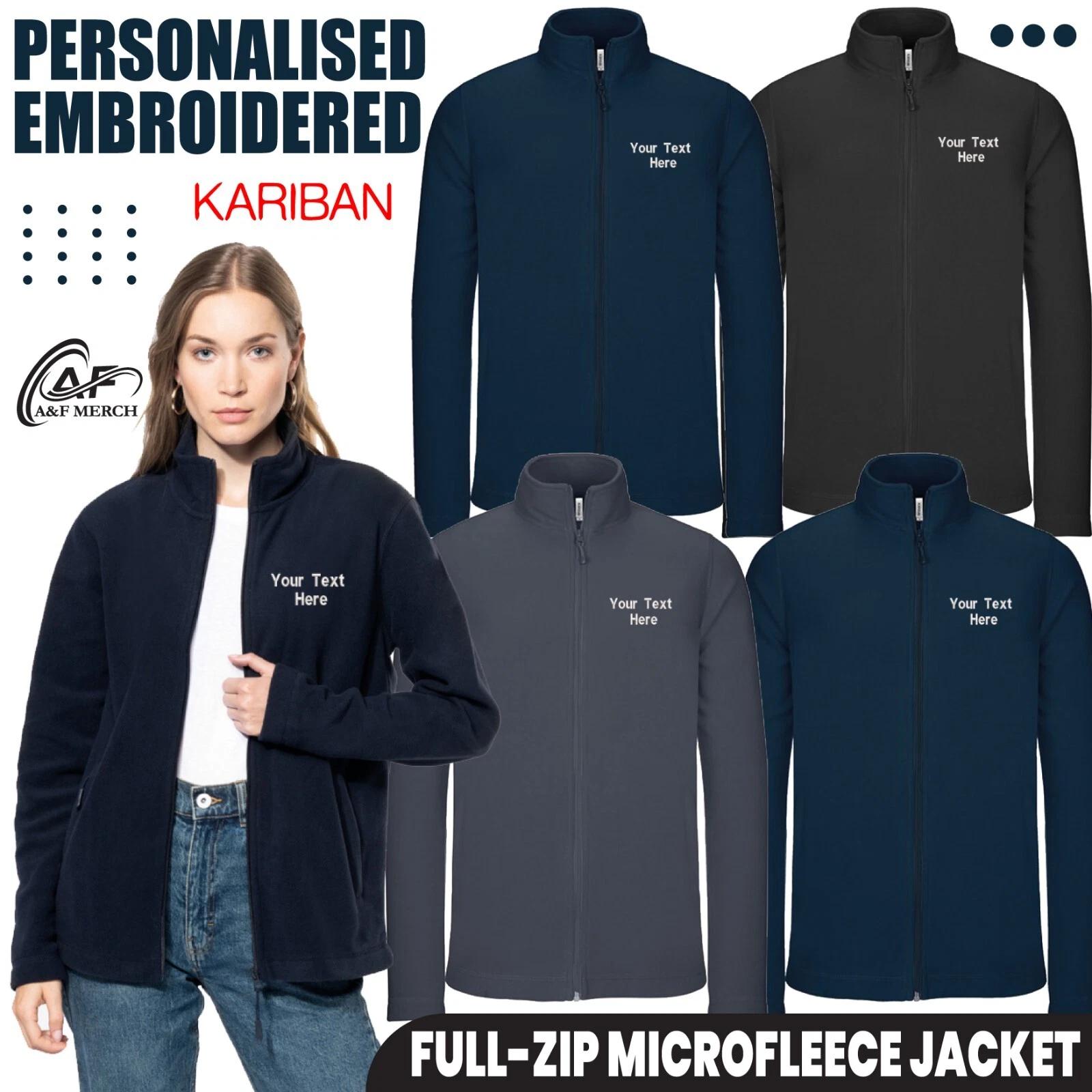 Personalised Embroidered Kariban Full Zip Microfleece Jacket K9102 Zip Pockets
Opens in a new window