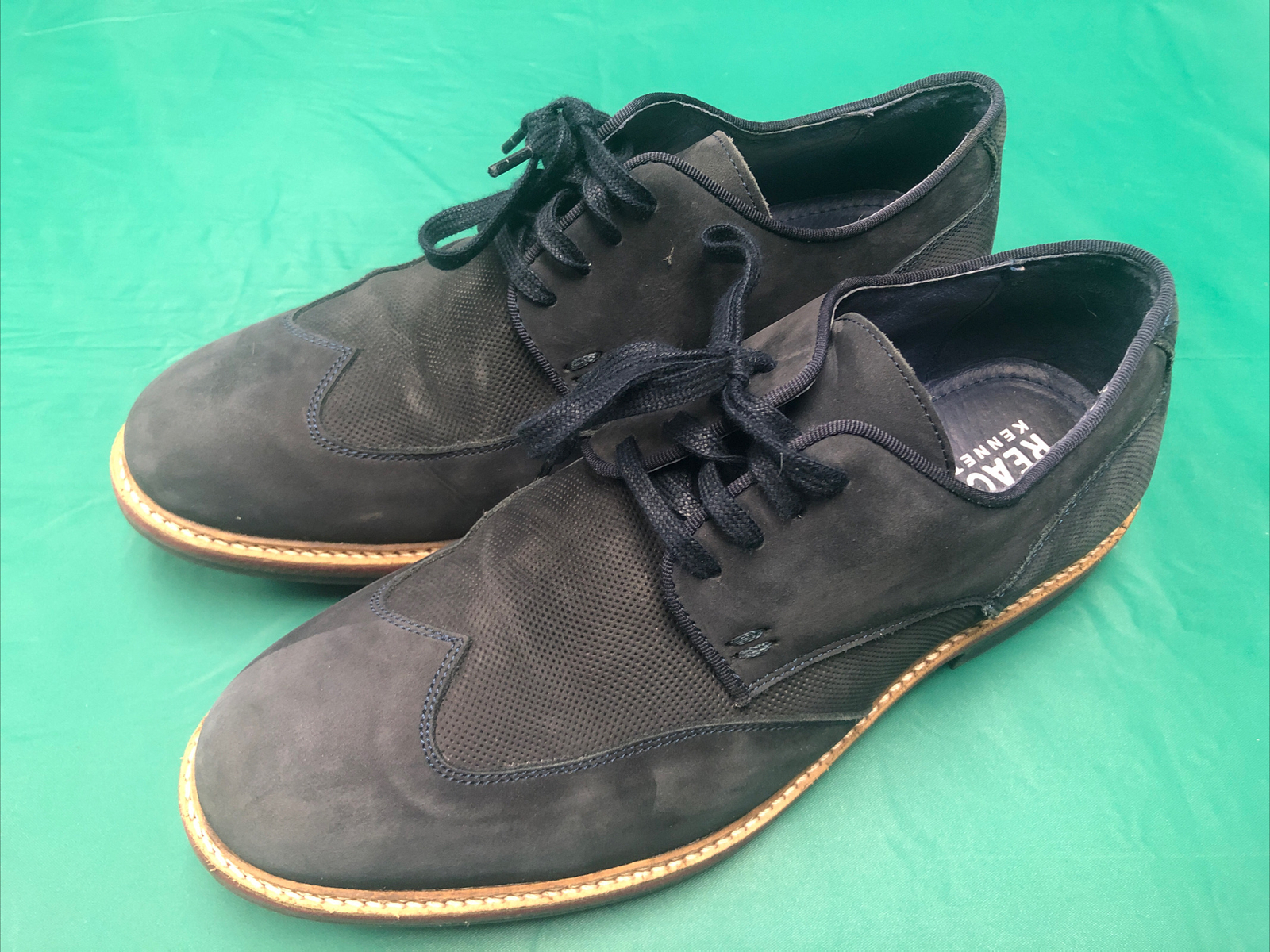 SAOLA Kenneth Cole REACTION Oxford uomo scamosciato stringato alare blu navy taglia 8 5