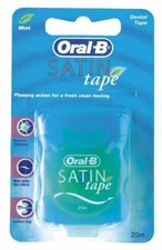 Oral-B Satin Tape Dental Floss Wide Satin Like Ribbon Mint Flavor 27 Yds 6 Pack