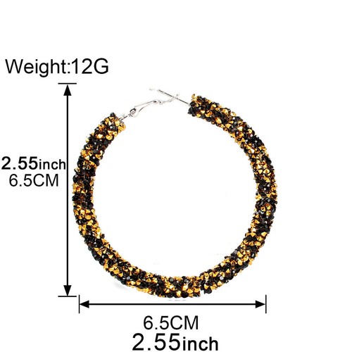 Glitter Hoop Earrings - Sliver Rhinestone Earrings For Women - Big Circle Hoops - Picture 8 of 14
