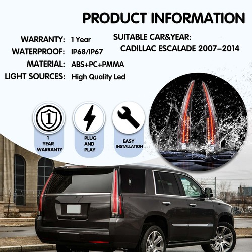 Luci posteriori a LED aggiornamento cancellazione per Cadillac Escalade 2007-14 luce posteriore trasparente - Foto 7 di 8