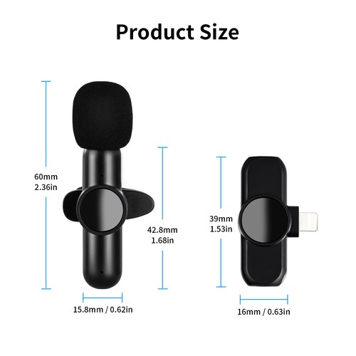 Wireless Lavalier Microphone For Apple Phone iPhone Android Vlog Live Stream - Picture 7 of 15