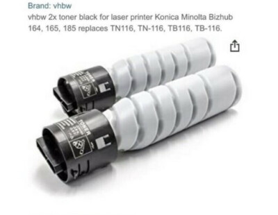toner black for laser printer Konica Minolta Bizhub 164, 165, 185