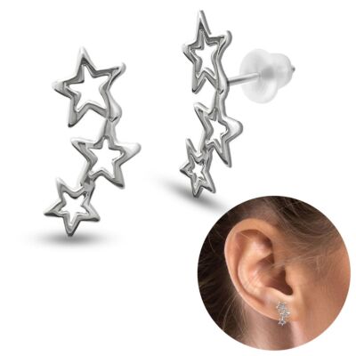 Ohrstecker  Sternentrio  Ohrringe mit 3 Sternen filigraner Sternchen-Look Damen