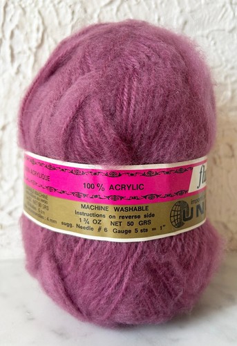 Unger Fluffy Worsted Acrylic Yarn - 1 Skein Color Dark Rose #536 Made in France - Picture 2 of 4