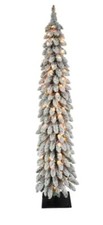 Slim Flocked Artificial Christmas Tree with White Incandescent Lights "I"