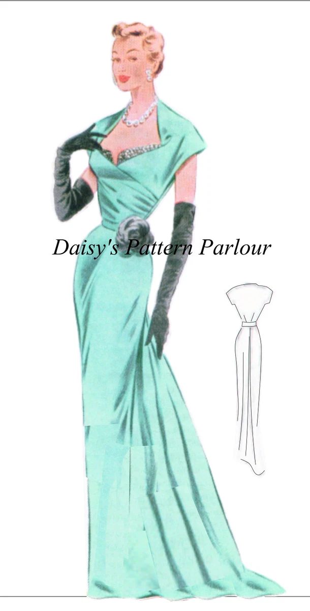 1950's McCall's Evening Gown in Two Lengths with Gathered Drape and Sl –  Backroom Finds