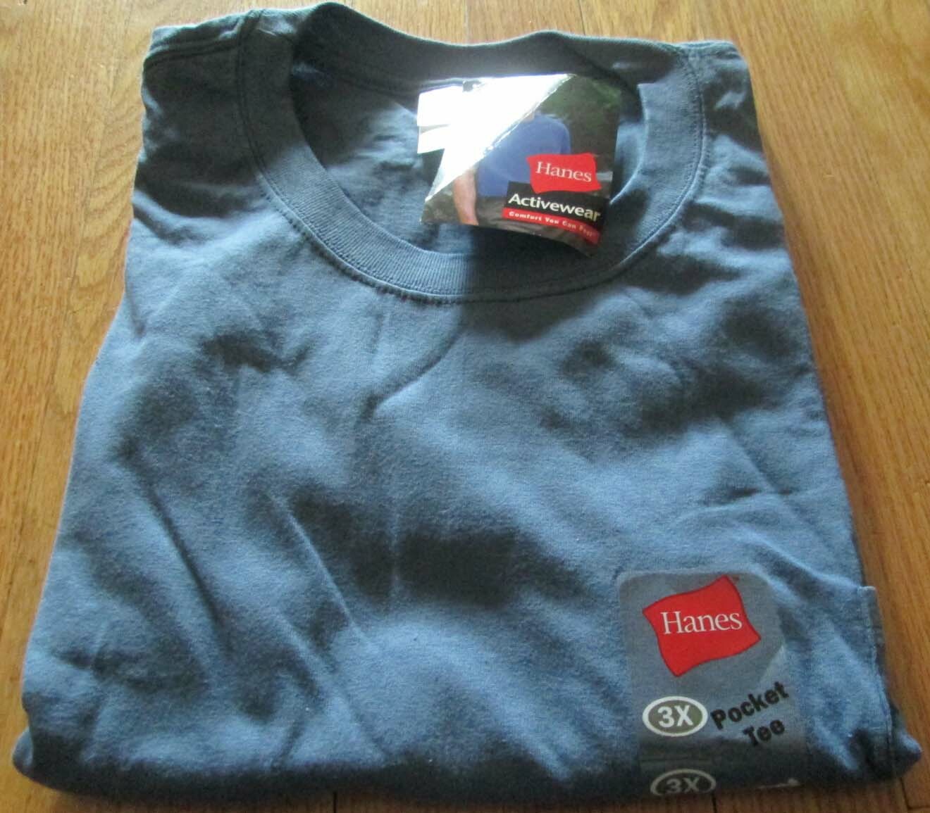 Men Pocket T-shirt Hanes 3XL 4 Pc 2 color 100 % Cotton & 50/50 Relay Blue Gold
