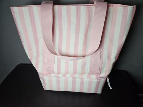 VS Victoria's Secret Pink White Stripe Cooler Tote Bag - Picture 3 of 8