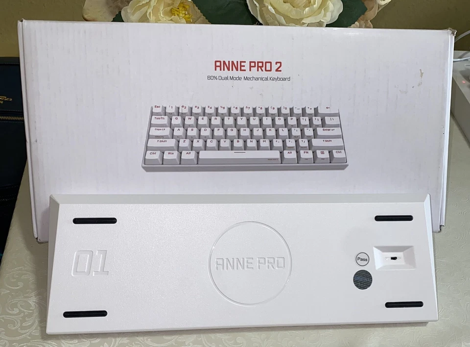 Anne Pro2 60% Mechanical Gamer Keyboard Gateron Brown Switch White Frame New - Image 2 of 4