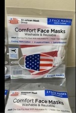 Adult Fabric US flag mask. 2 in each pack reusable and adjustable. 100 Cotton