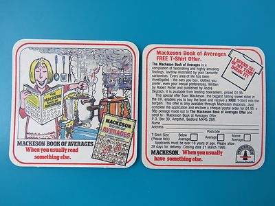 Beer COASTER ~ MACKESON Stout Book of Averages ~ Should Be Following Cook Book!