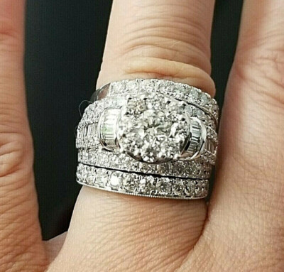Trio Bridal Wedding Ring Set 4.50Ct Created Diamonds Women  display picture 3