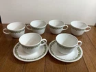2 Vintage Pyrex Corelle Saucers & 6 Coffee Cups Green Crazy Daisy Spring Blossom