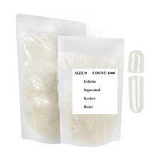 Size 0 Empty Gelatin Capsules 1000 Count Clear Separated Kosher Halal