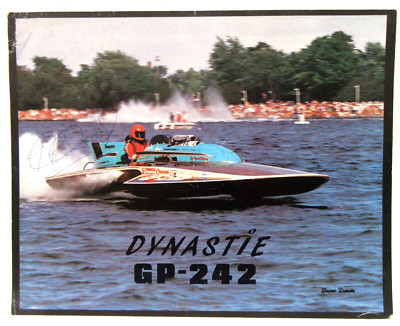 Jp Lessard J.P. LESSARD autographed GP-242 DYNASTIE larg Stat Card hydroplane boat ...