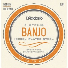 3 Sets D'Addario EJ61 5 String Banjo Strings Nickel Wound Medium Gauge USA Made