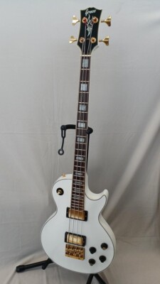 Greco EGB85 White Gold Hardware 1990 LP Type Short Scale E.Bass Guitar MIJ