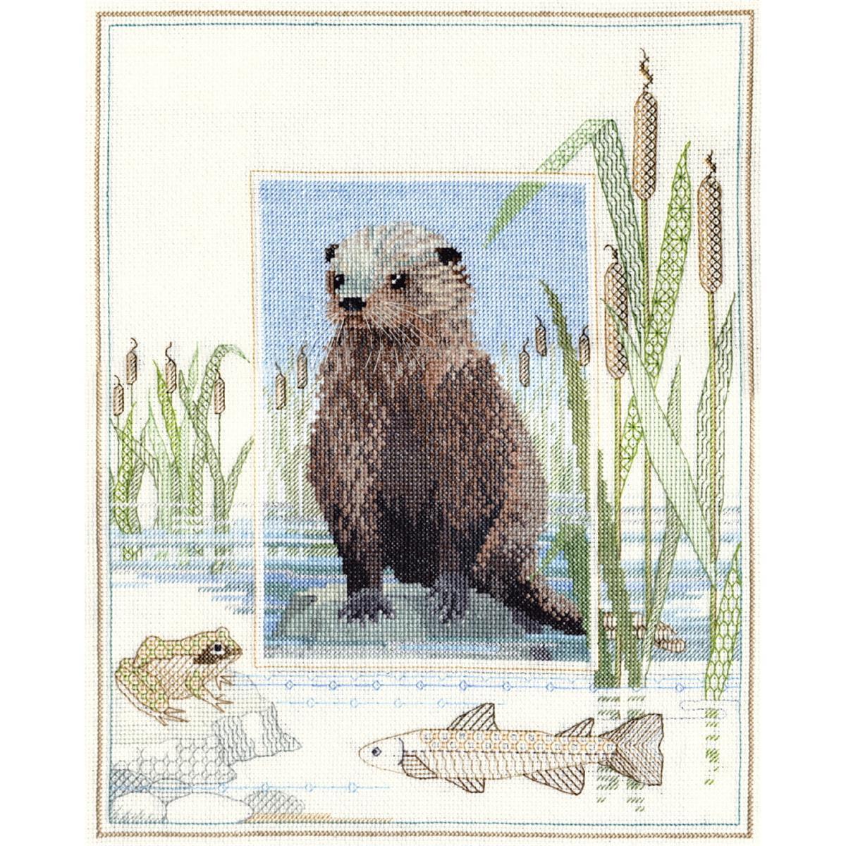 Bothy Threads counted cross stitch Kit ""Wildlife - Otter"", 26.9x34.2cm, DWWIL6