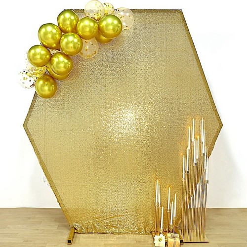 PAILLETTES ORO 8 piedi ORO scintillante sfondo esagonale COVER SUPPORTO decorazioni feste eventi