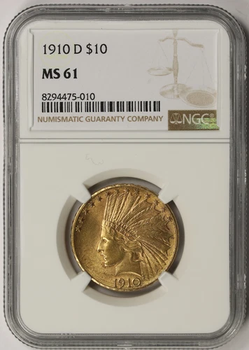 1910-D Indian Head Eagle Gold $10 MS 61 NGC