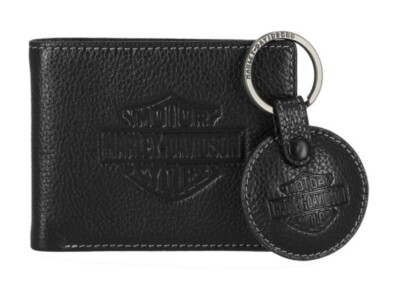 Harley Davidson Men's Boxed Billfold Wallet & Key Fob Set MWM501/08