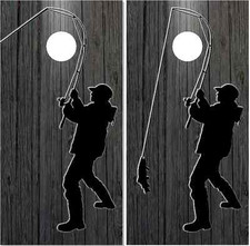Fishing Angler Beach Wood Cornhole Wrap Bag Toss Skin Decal Sticker Wraps