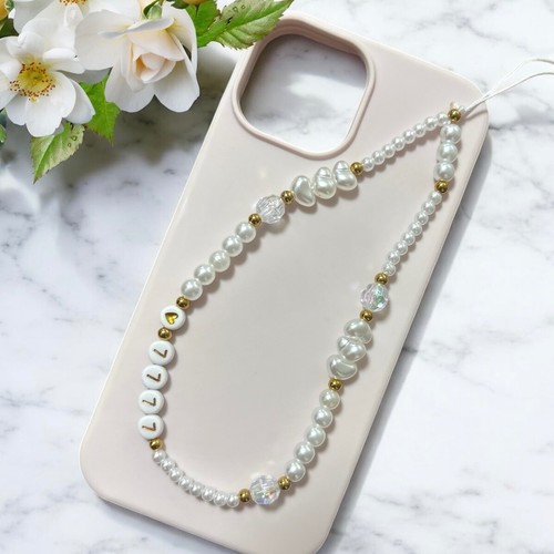 Custom Phone Charm Personalised Mobile Strap Phone Charm Beads Chain Crystal - 第 1/3 張圖片