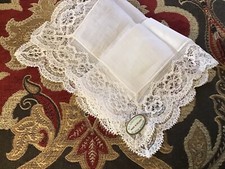 Vintage TREASURE MASTERS Wedding Bridal Hankie 12  Lace Edge EC  