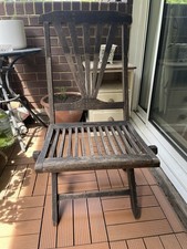 Weathered Solid Teak Wooden Folding Chair Garden Patio Balcony Outdoor Indoor
