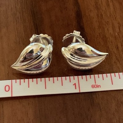 Robert Lee Morris RLM Sterling Silver Leaf Post Earrings Excellent
