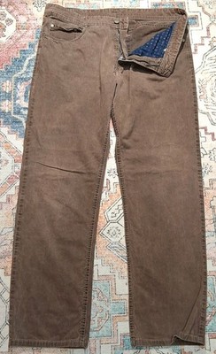  MAC Jeans Arne Mens (Fit 36x30) Brown Stretch Pants Slim Straight Altered Hem