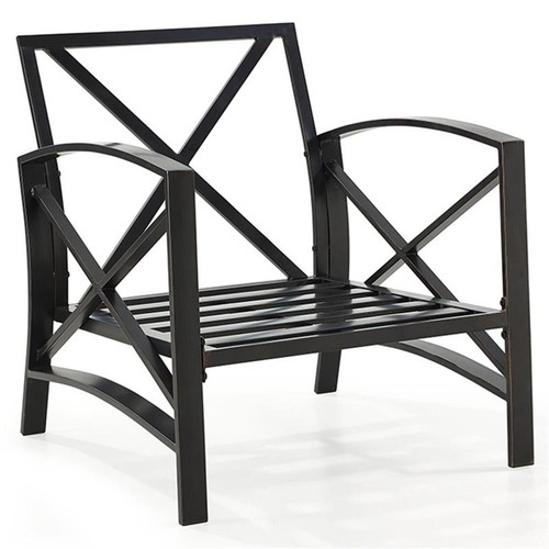 Crosley Furniture Kaplan Metal & Fabric Patio Arm Chair in Oil Bronze ...