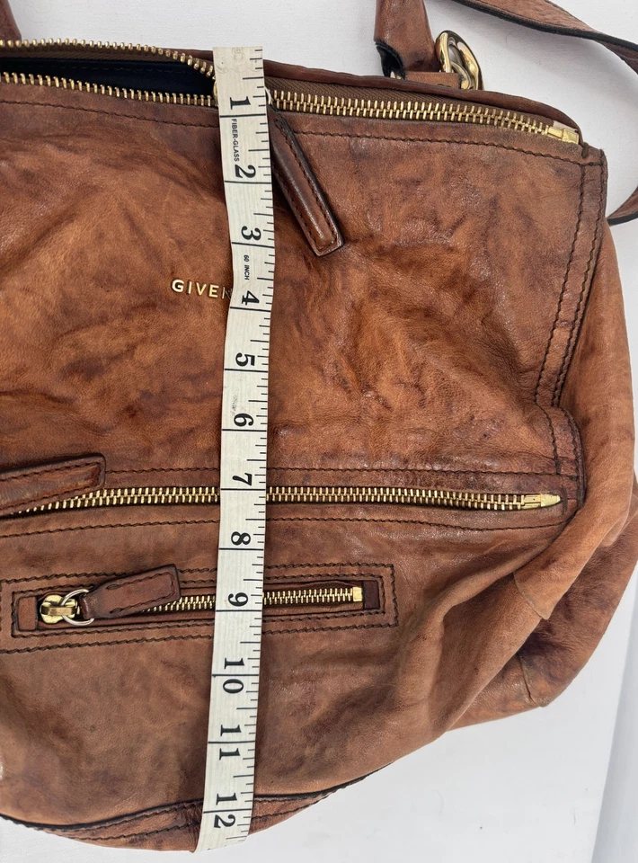 Givenchy Pandora Bolso de Hombro de Cuero de Becerro Marrón Envejecido Cartera Bolso de Mano de 2 Vías Foto 4 de 4