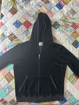 Juicy Couture Women s Black Velour Full Zip Hoodie Size XL