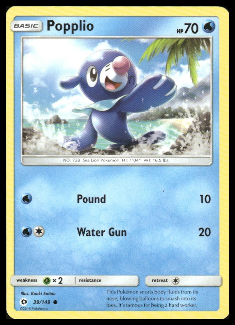 Popplio 39/149 Common SM Base Set Pokemon Lightly Played