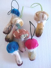 Mushrooms Ornaments Holidays  Seasonal Decor Handmade Set Of 6 Collectibles