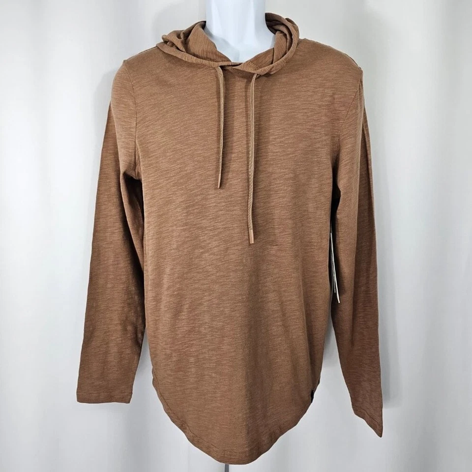 Threads 4 Thought Men's Tan Organic Cotton Long Sleeve Hooded T-Shirt Size S NWT - Image 2 of 4